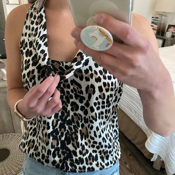 White House Black Market Silk Animal Print Blouse - Picture 2 of 4